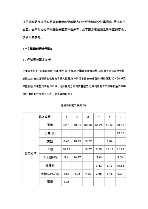 猪的饲料配方