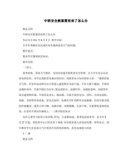 中班安全教案雷雨来了怎么办