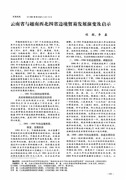 云南省与越南西北四省边境贸易发展演变及启示
