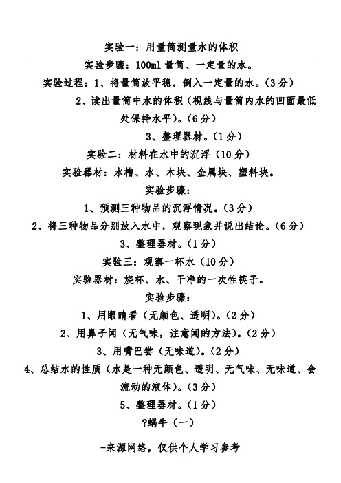 实验一：用量筒测量水的体积