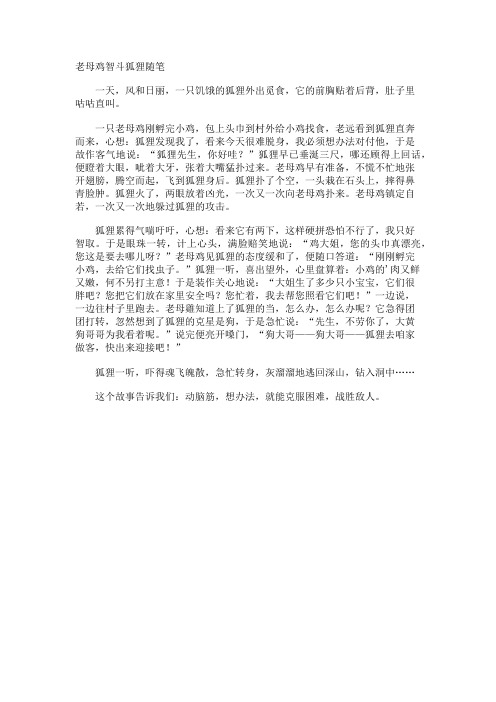 老母鸡智斗狐狸随笔