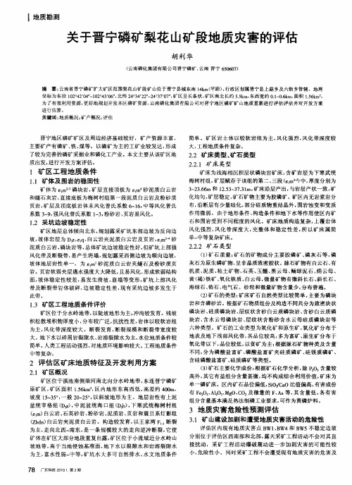 关于晋宁磷矿梨花山矿段地质灾害的评估