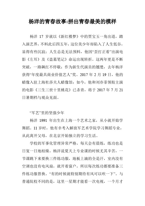 杨洋的青春故事-拼出青春最美的模样