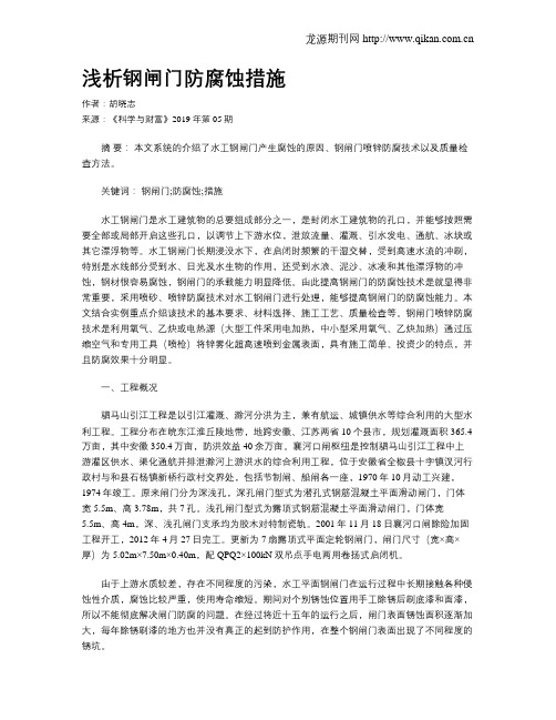 浅析钢闸门防腐蚀措施