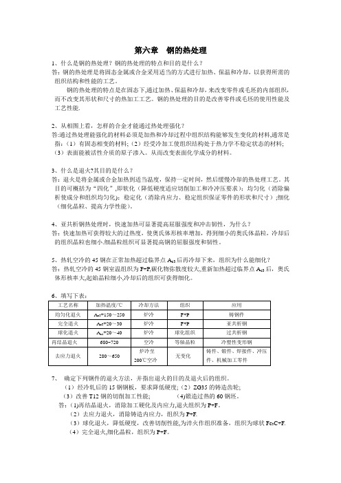 第六章  热处理简答题