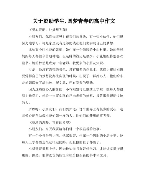 关于资助学生,圆梦青春的高中作文