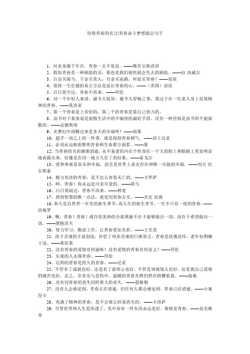 珍惜青春的名言-青春奋斗梦想励志句子