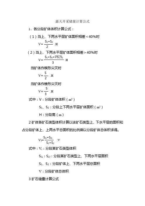 储量计算方法