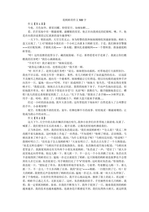 捉蚂蚱的作文500字