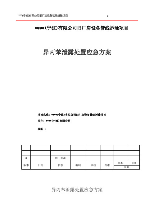 异丙苯处置应急方案
