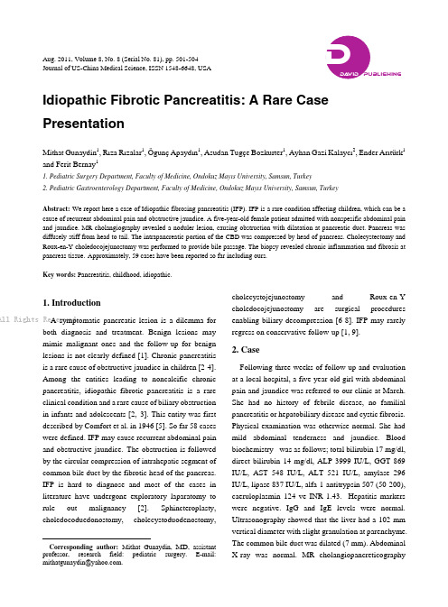 Idiopathic Fibrotic Pancreatitis A Rare Case Prese