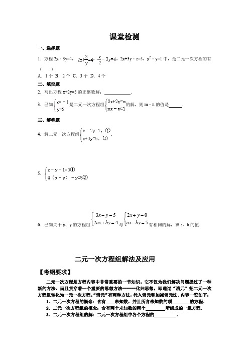 北师大版八年级下册数学二元一次方程组讲练习题