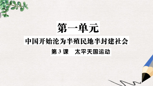 2019秋八年级历史上册 第一单元 中国开始沦为半殖民地半封建社会 第3课 太平天国运动作业课件 新人教版