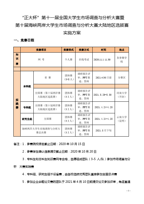正大杯第十一届全国大学生市场调查与分析大赛暨