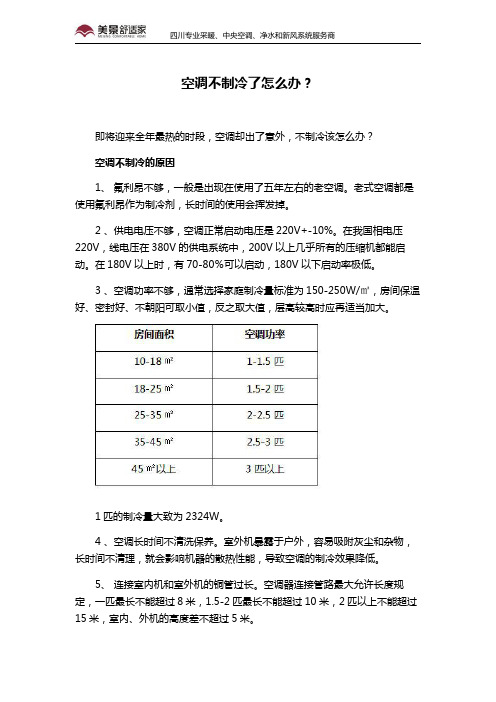 空调不制冷了怎么办？