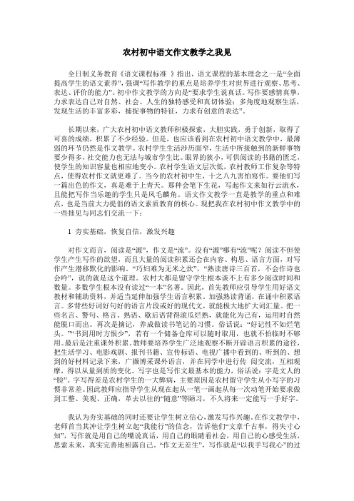 农村初中语文作文教学之我见