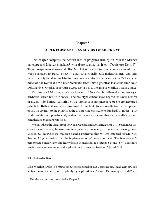 Chapter 5 A PERFORMANCE ANALYSIS OF MEERKAT This chapter compares the performance of progra