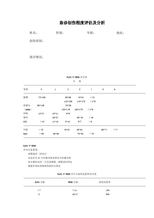 急诊创伤程度评估及分析