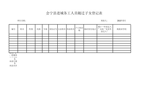 进城务工人员随迁子女登记表