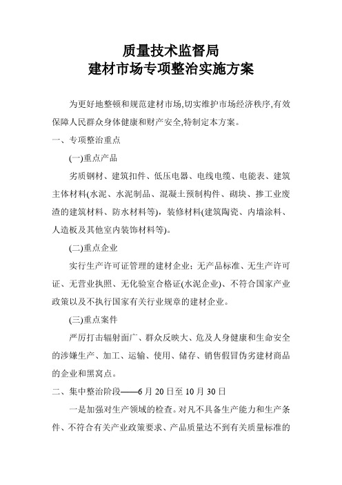 建材市场专项整治实施方案