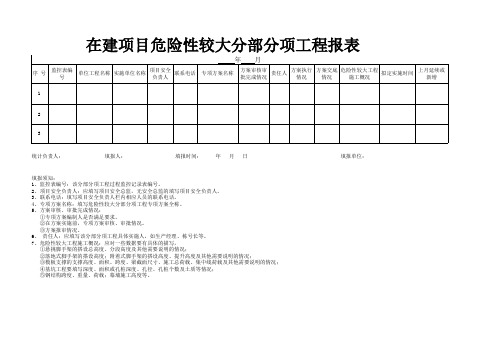 在建项目危险性较大分部分项工程报表范表(分公司每月30日前上报公司安全管理部)