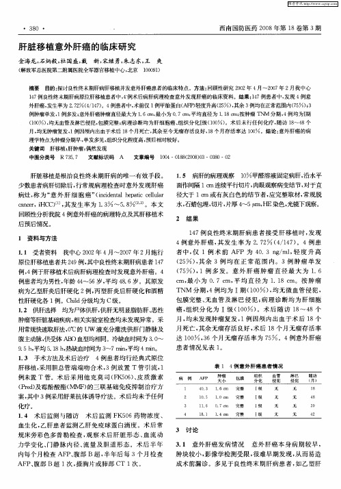 肝脏移植意外肝癌的临床研究