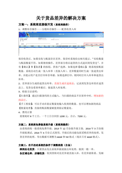 关于货品差异的解决方案
