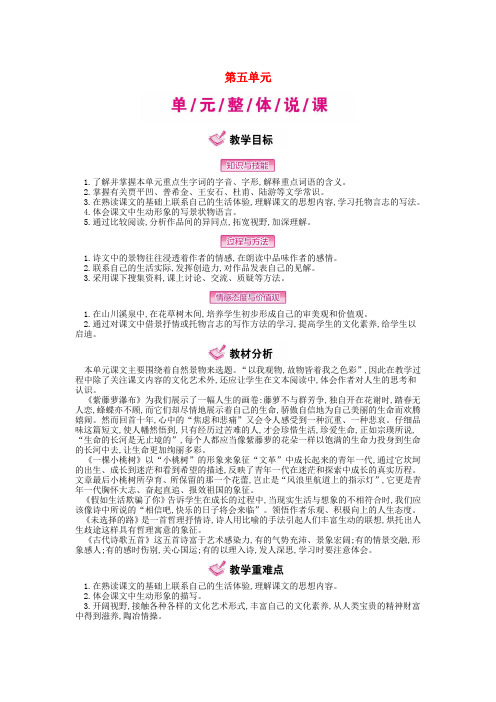 六年级语文下册第五单元教学案新人教版