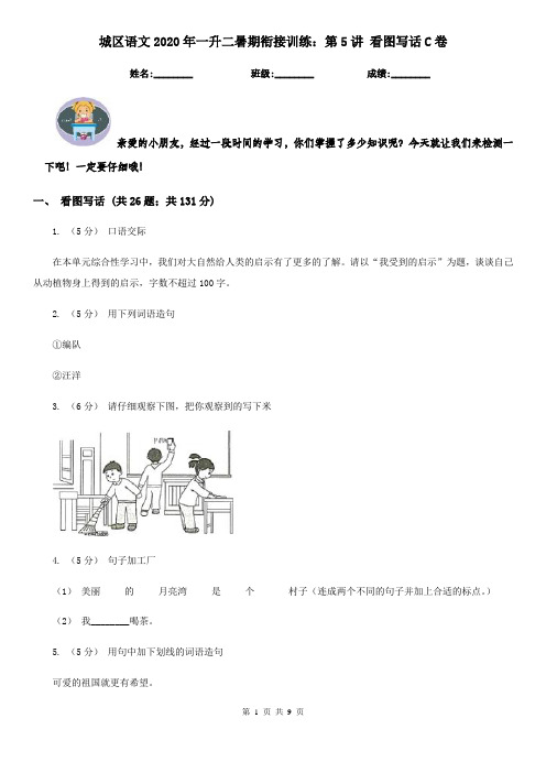 城区语文2020年一升二暑期衔接训练：第5讲 看图写话C卷
