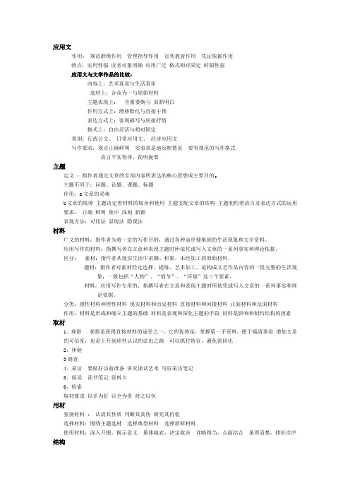 大学实用写作常考要点汇编
