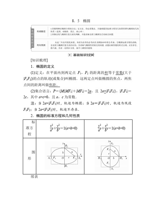 2019版高考数学文高分计划一轮高分讲义：第8章平面解