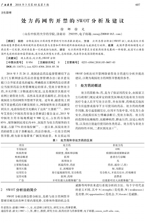处方药网售开禁的SWOT分析及建议