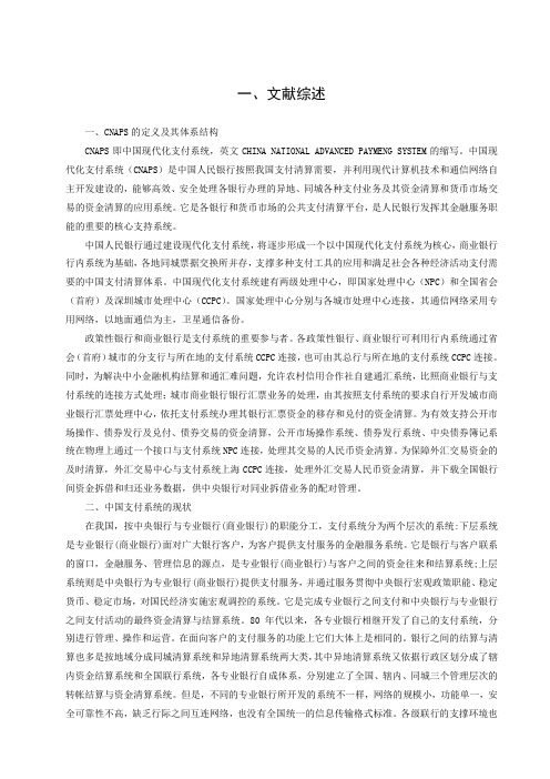 CNAPS银行接入端业务处理系统文献综述