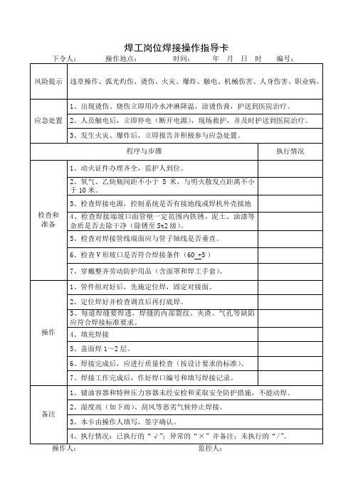 燃气公司：各工种岗位操作指导卡
