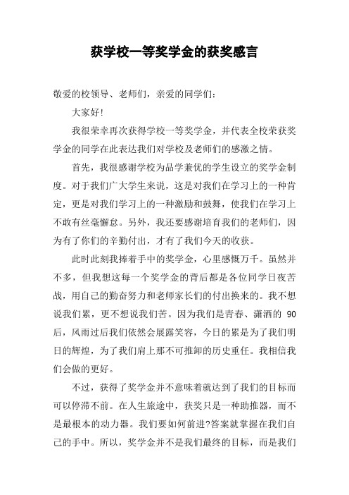 获学校一等奖学金的获奖感言