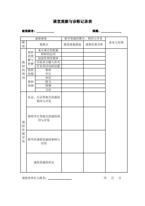 听评课观察量表