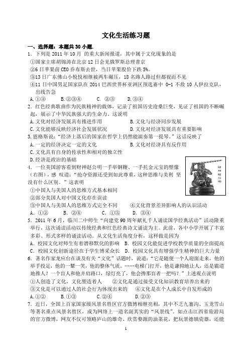 2012文化生活模拟题