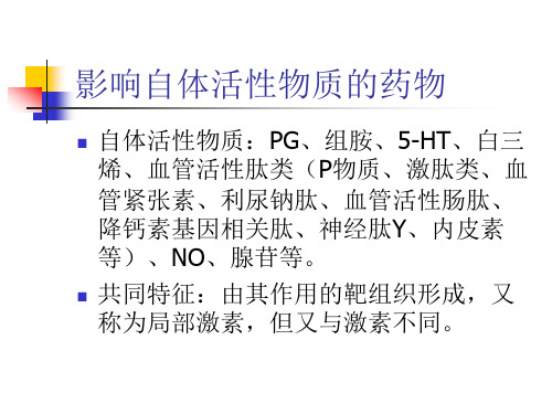 临床药理学PPT影响自体活性物质的药物课件
