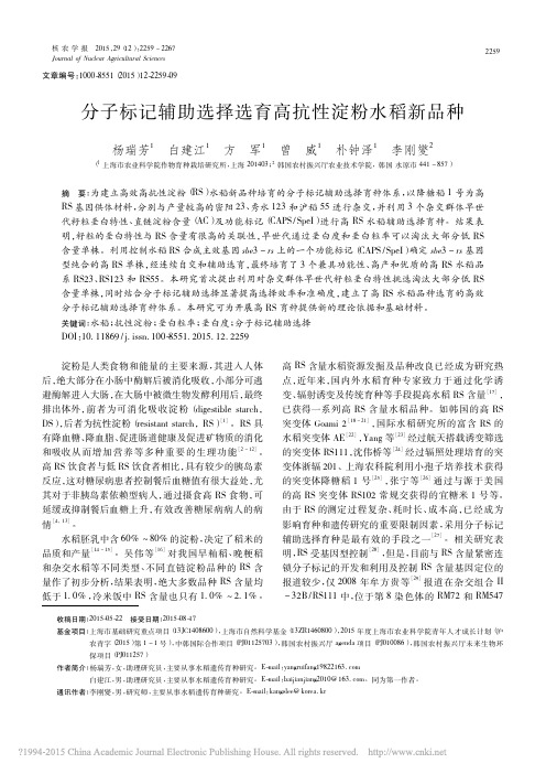 分子标记辅助选择选育高抗性淀粉水稻新品种