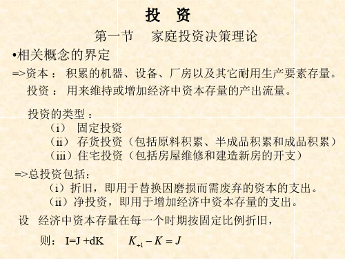 南京大学宏观经济学课件投资