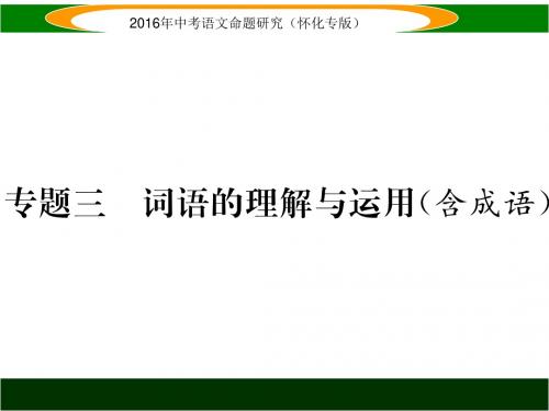 【ZKW】2016中考命题研究(怀化)语文：专题三 词语的理解与运用(含成语)