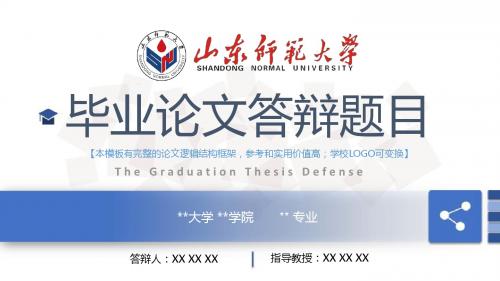 山东师范大学 开题报告论文答辩框架式PPT模板