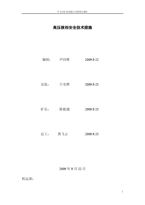高压核相安全技术措施 精品
