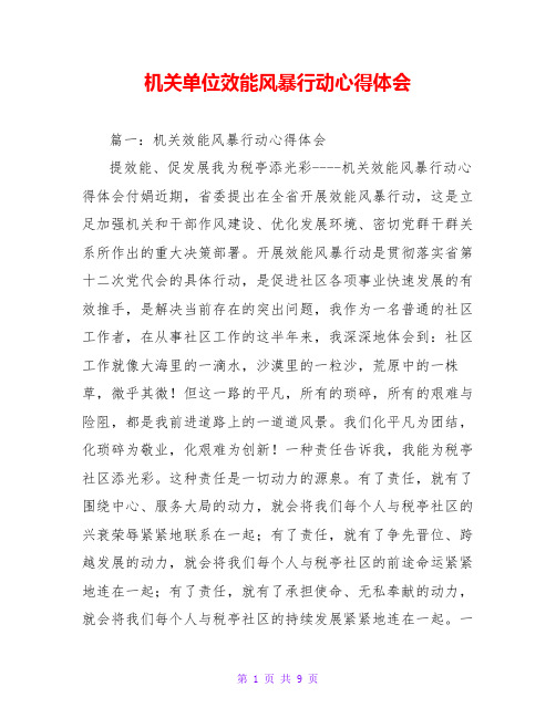 机关单位效能风暴行动心得体会