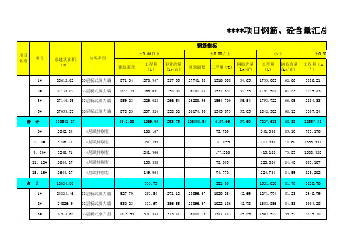 钢筋、砼含量分析表