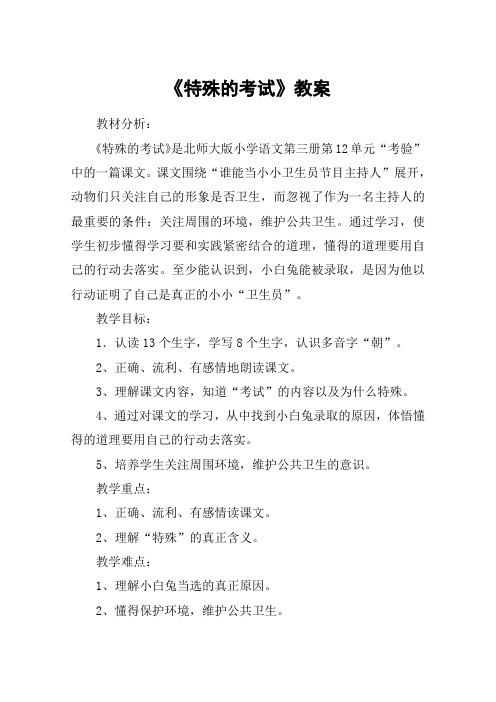 《特殊的考试》教案_教案教学设计