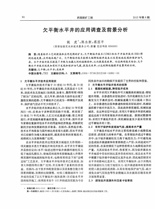 欠平衡水平井的应用调查及前景分析