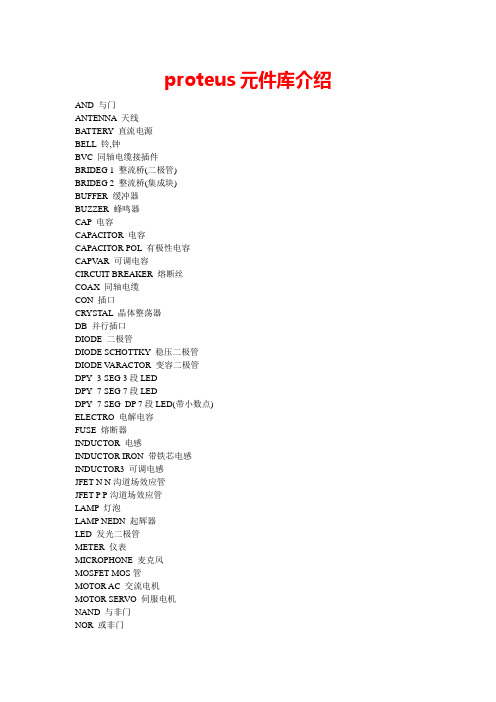 proteus元件库介绍