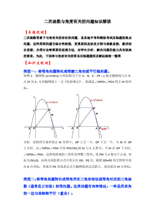 中考二次函数与角度有关的问题知识解读