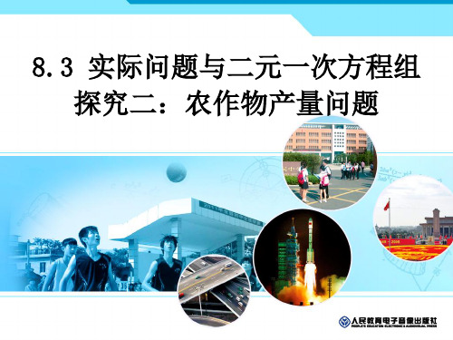 8.3实际问题与二元一次方程组 探究二：农作物产量问题